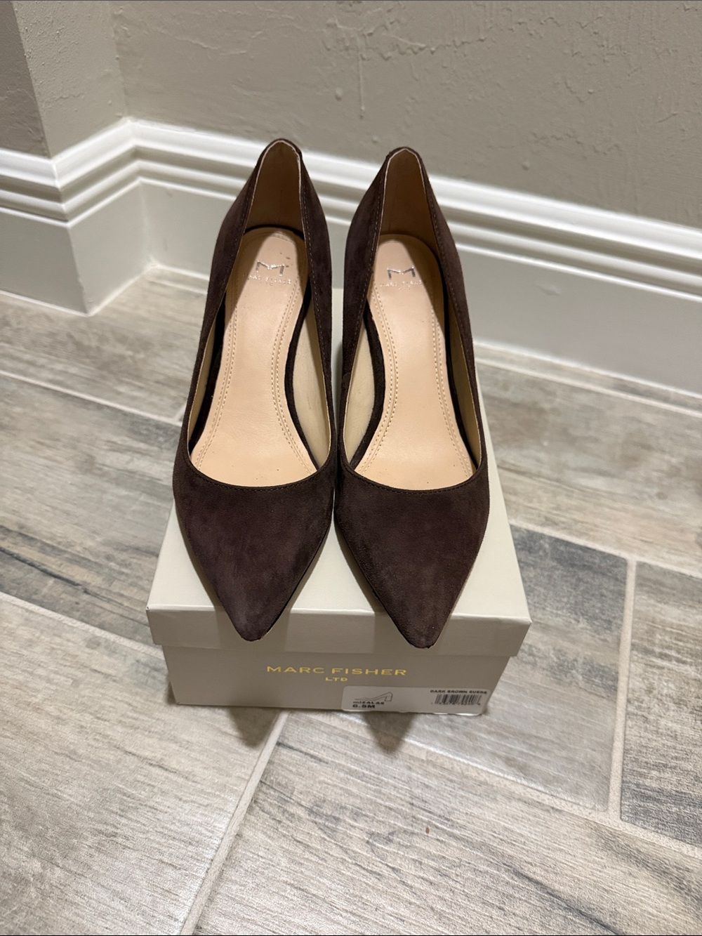Marc Fisher Zala Dark Brown Suede Pointed-Toe Pumps